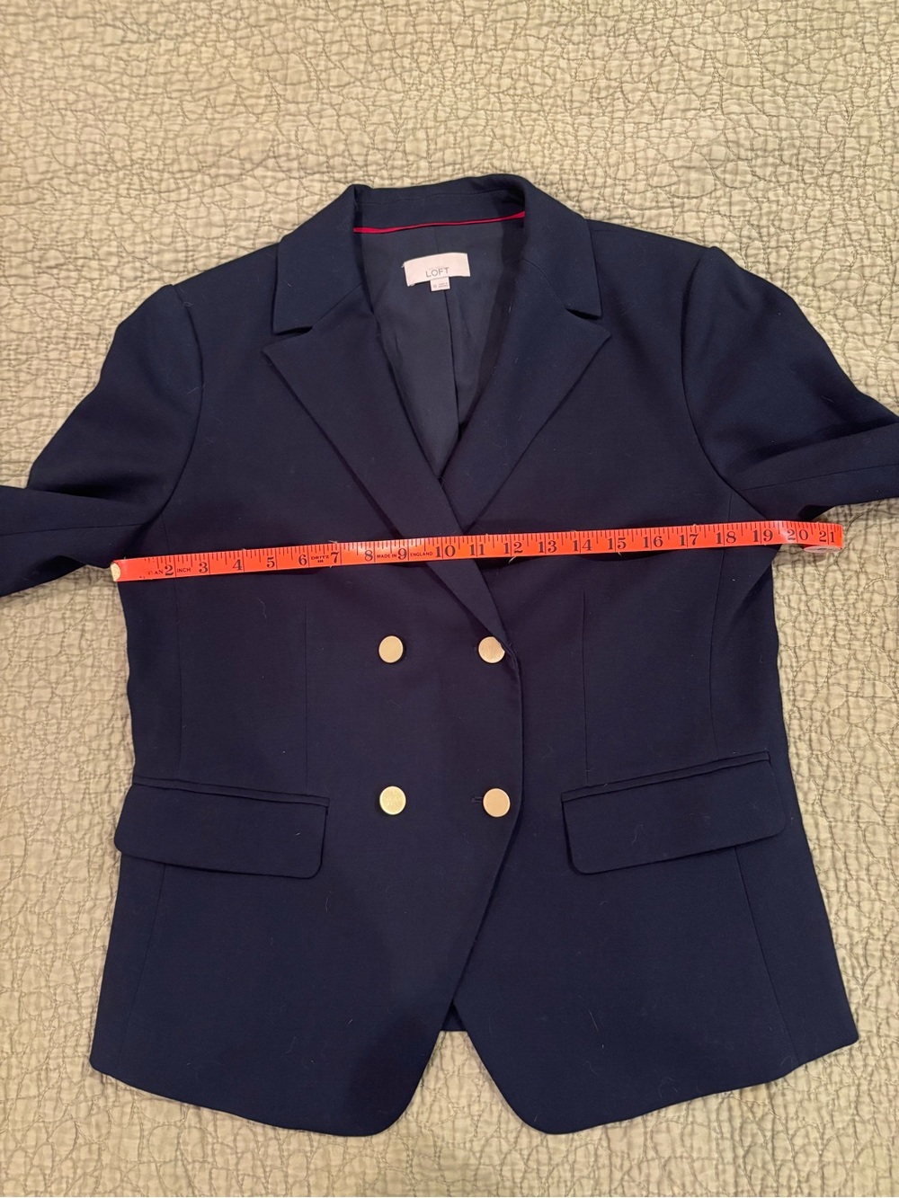 Loft Navy Double Breasted Suit Jacket w Gold Buttons 10 - Picture 6 of 14